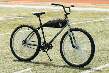 product #NFL+LV – NFL Collection | Klunker Bike + Bag Combo – Las Vegas Raiders (Photo Model – Like-New)