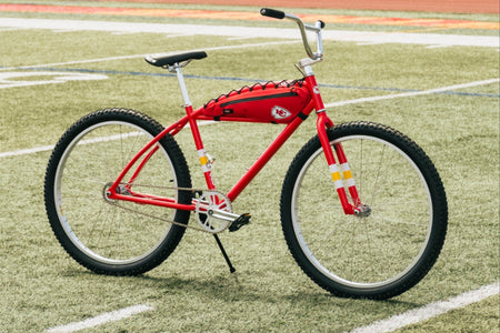 product #NFL+KC – NFL Collection | Klunker Bike + Bag Combo – KC Chiefs (Photo Model – Like-New)