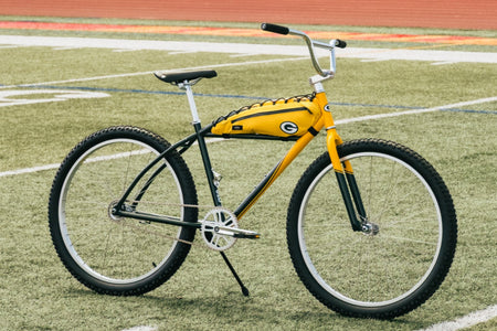 product #NFL+GB – NFL Collection | Klunker Bike + Bag Combo – Green Bay Packers (Photo Model – Like-New)