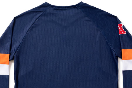 product #NFLJ-DEN – NFL Collection | Long Sleeve MTB Jersey – DEN Broncos (Size Small, Like-New – Washed for Photos)