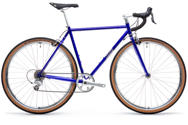 chrome fixed gear bike 4130 Road v2 - Sapphire & E-bike Condition:E20-USED-SCUFFS Fahrrad Schiwy GmbH | LED Handschuhe No front derailleur to