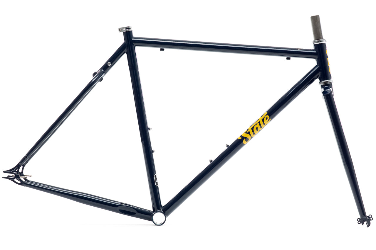 4130 Steel Fixed Gear Single-Speed Frame Set Navy Gold