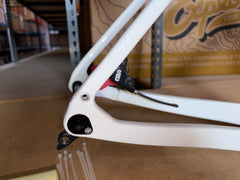#1581 – Carbon All-Road v1 Frame+Fork Set w/ Extras | White/Ember (Size Small, Used-Good Condition)