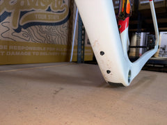 #1581 – Carbon All-Road v1 Frame+Fork Set w/ Extras | White/Ember (Size Small, Used-Good Condition)