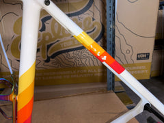 #1581 – Carbon All-Road v1 Frame+Fork Set w/ Extras | White/Ember (Size Small, Used-Good Condition)