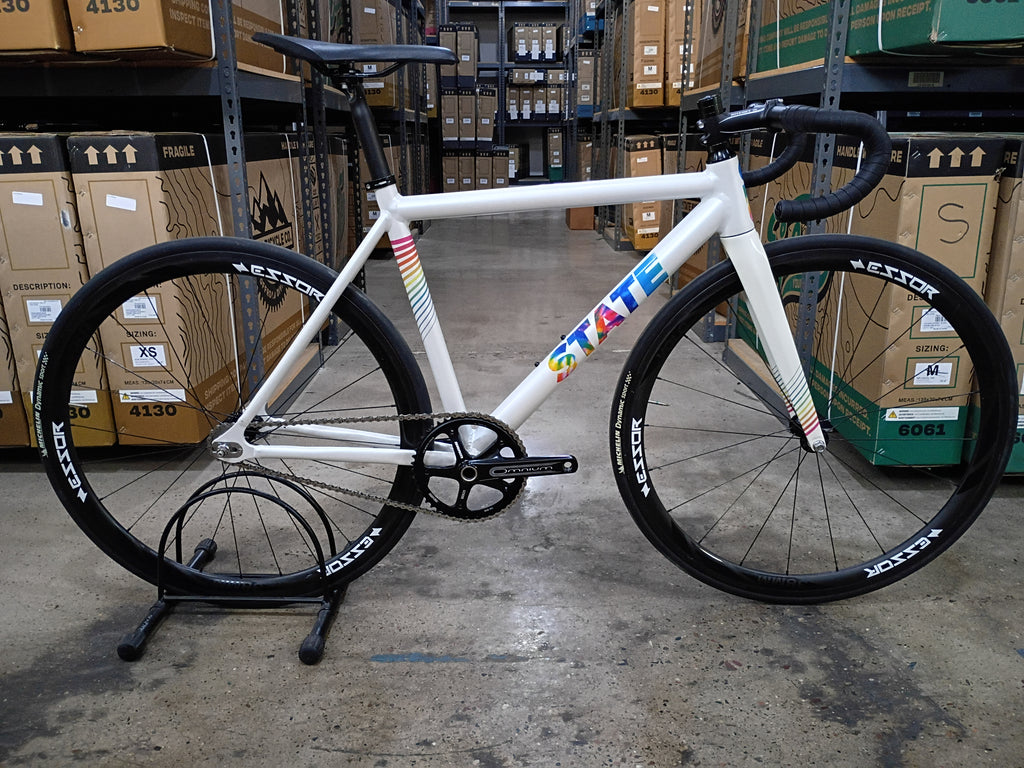 #1383 – Undefeated Track | White Prism / Drop Bars (Size 49cm, Used / Very Good Condition – Team Rider Build)
