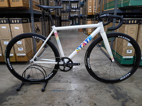 #1383 – Undefeated Track | White Prism / Drop Bars (Size 49cm, Used / Very Good Condition – Team Rider Build)