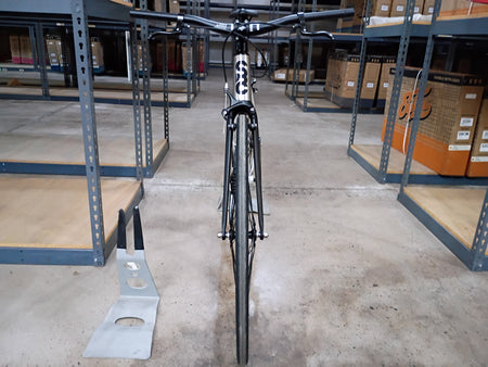 product #1558 – 6061 Black Label v3 | Raw Silver / Riser Bars (Size 55cm, Like-New / Open Box Condition)