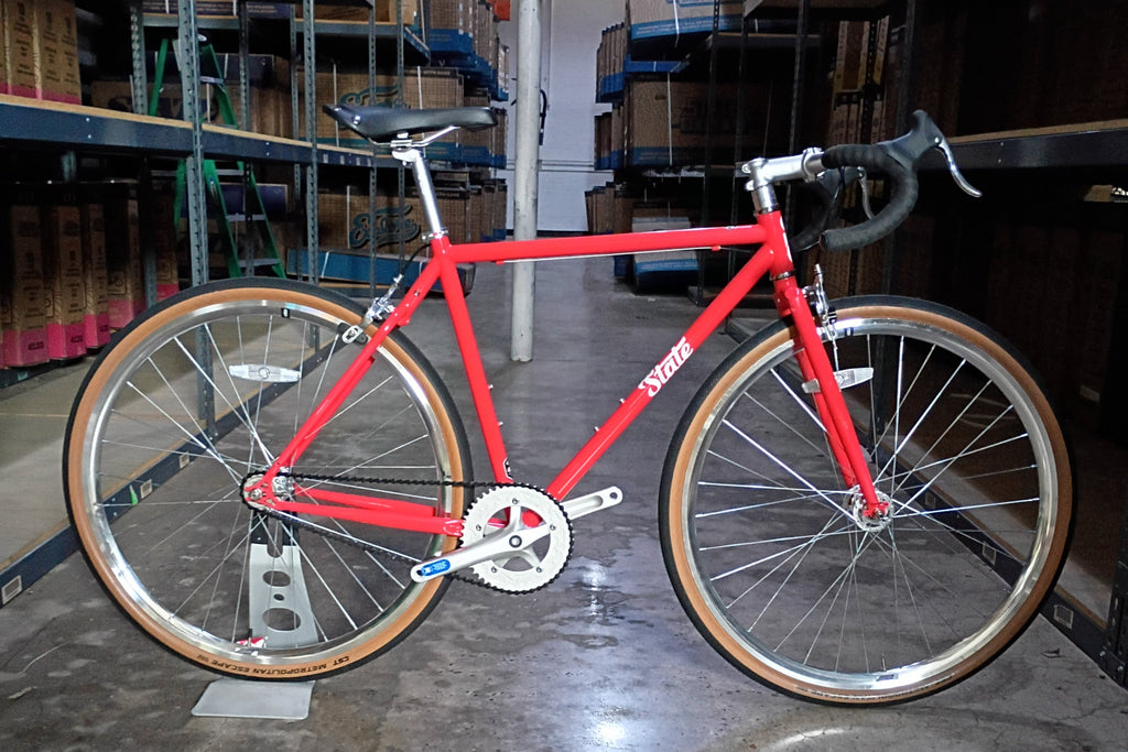 #1603 – 4130 Fixed-Gear / Single Speed | Tropical Red / Drop Bars (Size 52cm, Fair Condition)