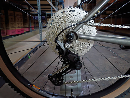 product #1631 – 4130 Trail Mountain Bike | Raw / 12-Speed / 29er (Size M/L, Like-New / Open Box Item)