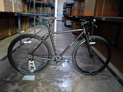 #1663 – 4130 Fixed-Gear / Single Speed | Matte Black / Mirror / Riser Bars (Size 49cm, Brand New / Open Box)