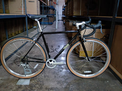 #1671 – 4130 Road V2 / 8-Speed | Black & Tan / Drop Bars / 700c (Size 52cm, Brand New / Open Box + 2 Bottle Cages)