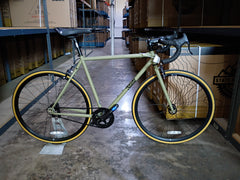 #1681 – 4130 Fixed-Gear / Single Speed | Matte Olive / Drop Bars + Black Label Wheels (Size 55cm, Like-New)