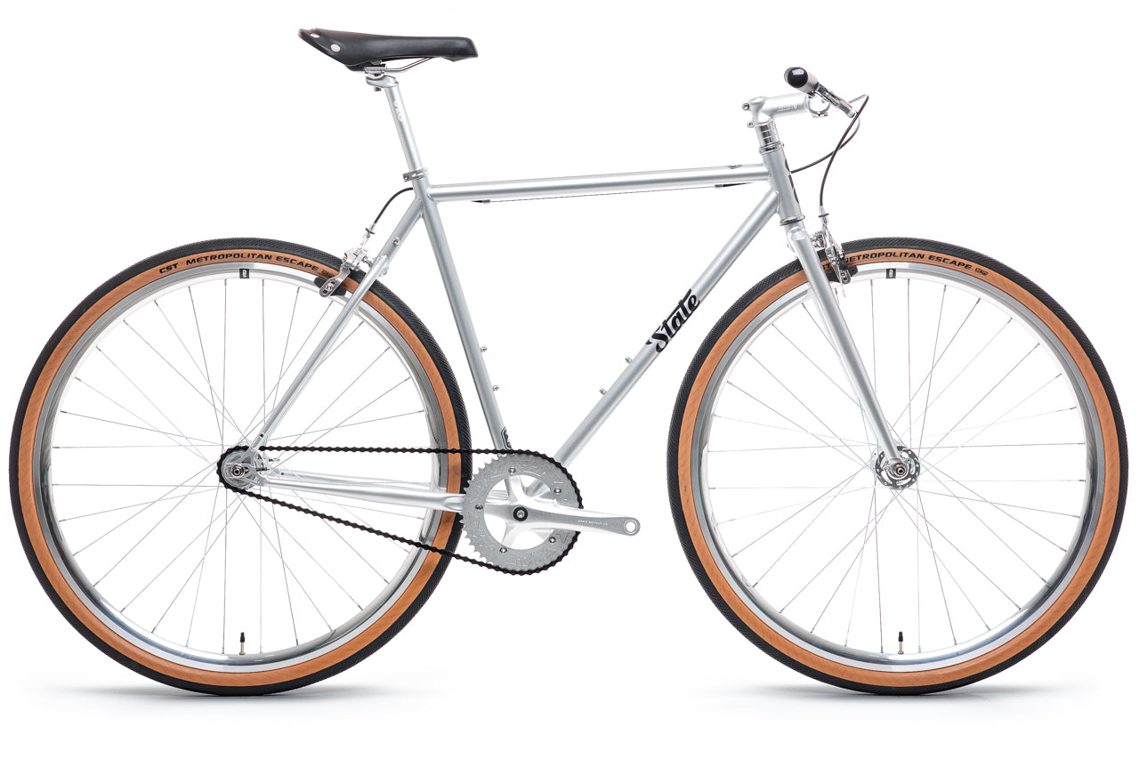 4130 Satin Silver – (Fixed Gear Single-Speed) State Bicycle
