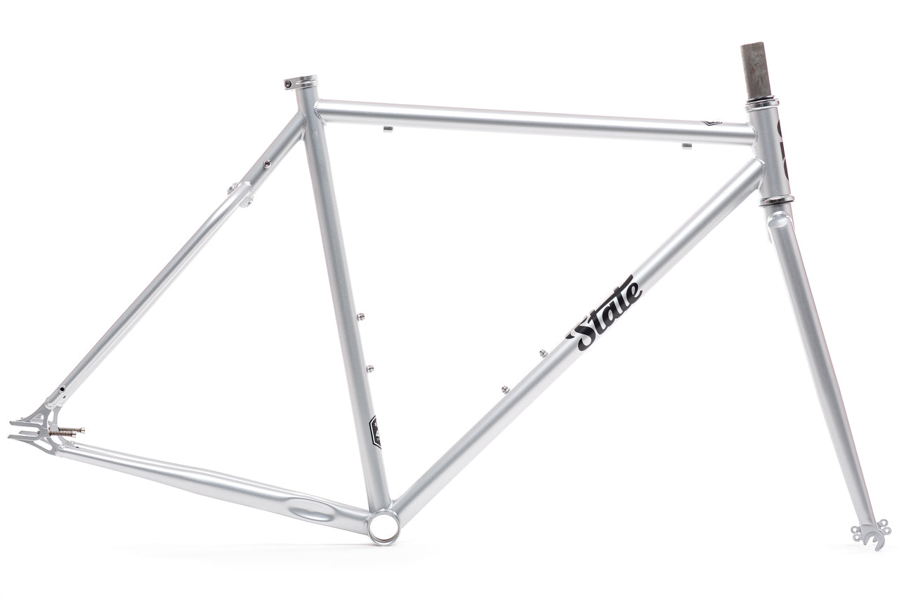 4130 Steel Fixed Gear Single-Speed Frame Set Satin Silver
