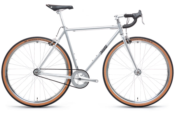4130 Satin Silver – (Fixed Gear Single-Speed) State Bicycle