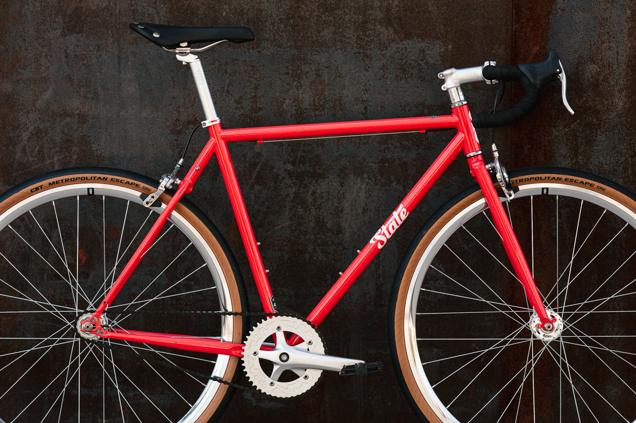 4130 Tropical Red Fixed Gear Single Speed State Bicycle Co