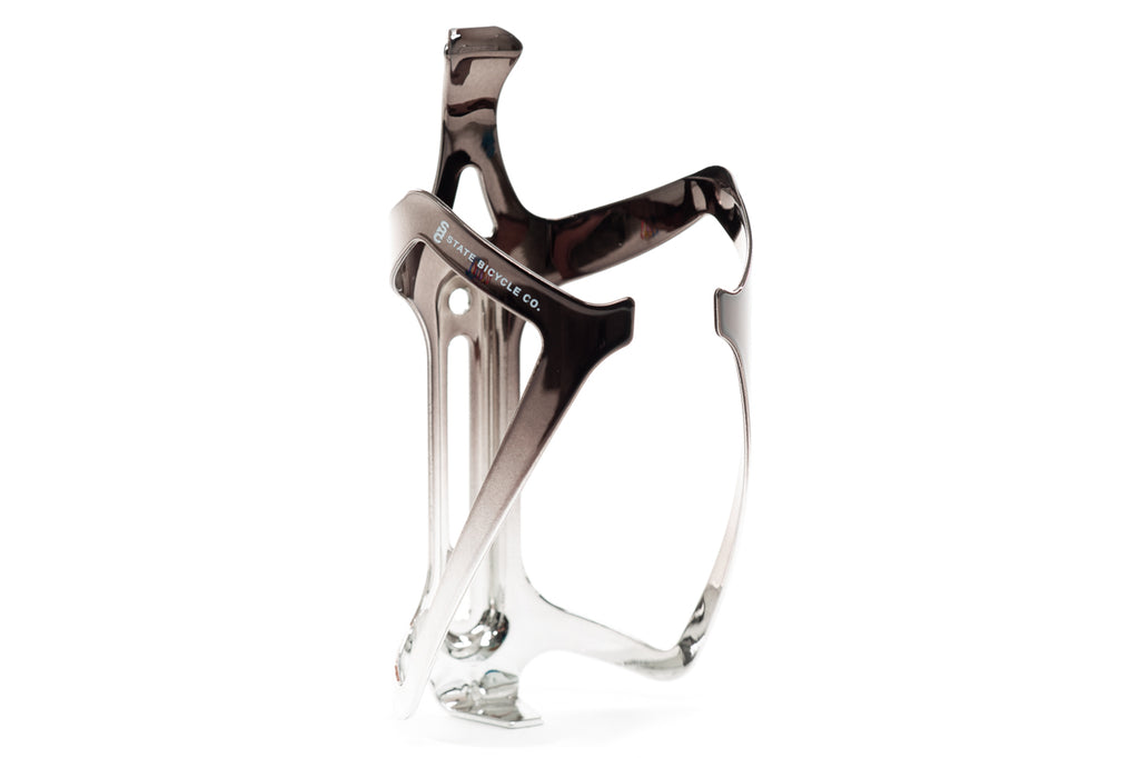 State Bicycle Co. - Metallic Series Bottle Cage -  Shadow Chrome (Black / Silver)
