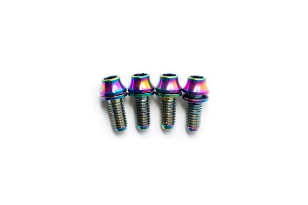 thumbnail image 2 of Oil Slick Titanium Water Bottle Cage Bolts - Low Profile M5x12mm (4-Pack) For Bikes 2 of 11