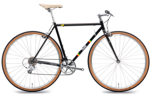 State Bicycle Co. x Bob Marley - 4130 Road+ - Rasta-Stripe Black (8-Speed)