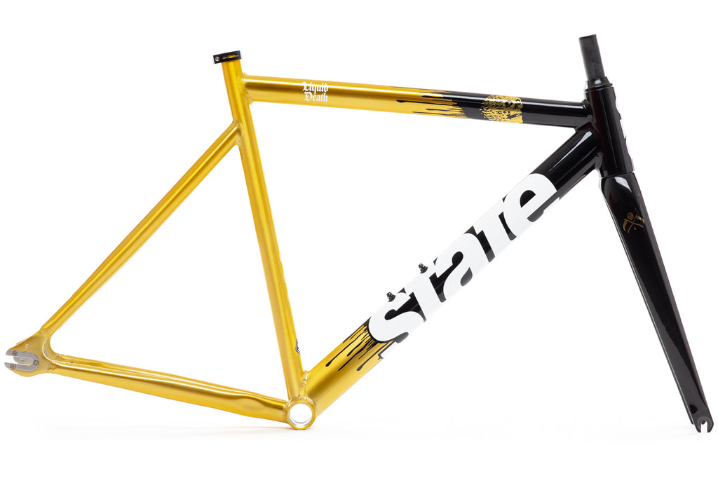 State Bicycle Co. x Liquid Death - 6061 Black Label v3 Frame Set - 24 Karat Casket
