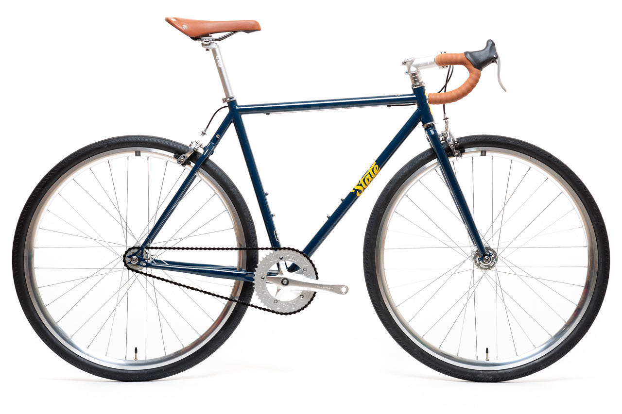 fixed gear bike weight 4130 - Navy / Gold – (Fixed Gear / Single-Speed)