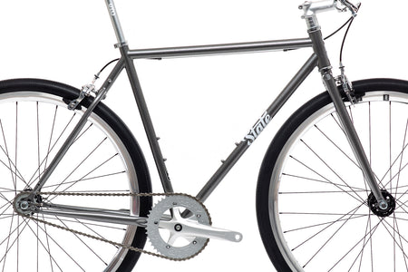product #OBI – 4130 Fixed-Gear / Single Speed | Hammered Powdercoat w/ Riser Bars & Silver Wheels (Size 52cm, Brand New / Open Box Item)