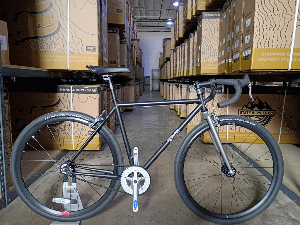 #1721 – 4130 Fixed Gear / Single Speed | Black Mirror / Drops (52cm, Used, New Components)