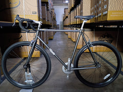 #1723 – 4130 Fixed Gear / Single Speed | Hammered Raw / Drops (62cm, Excellent Used)
