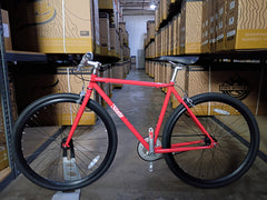 #1724 – 4130 Fixed Gear / Single Speed | Tropical Red / Flat Bar (52cm, Fixed Setup)