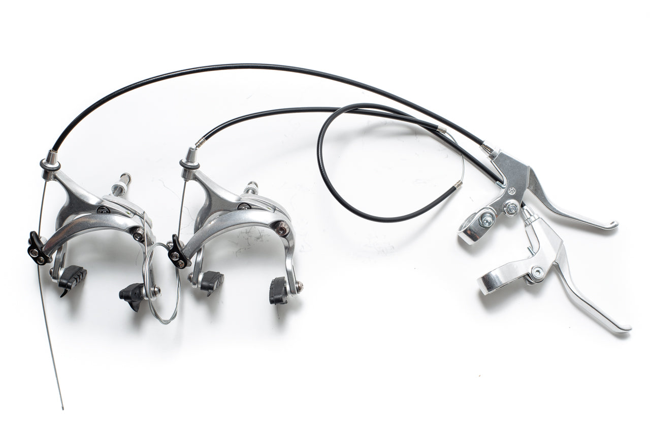 fixed gear front brake State Bicycle Co. - Flat Bar / Riser Bar - Lever & Caliper Rim Brake Set Silver