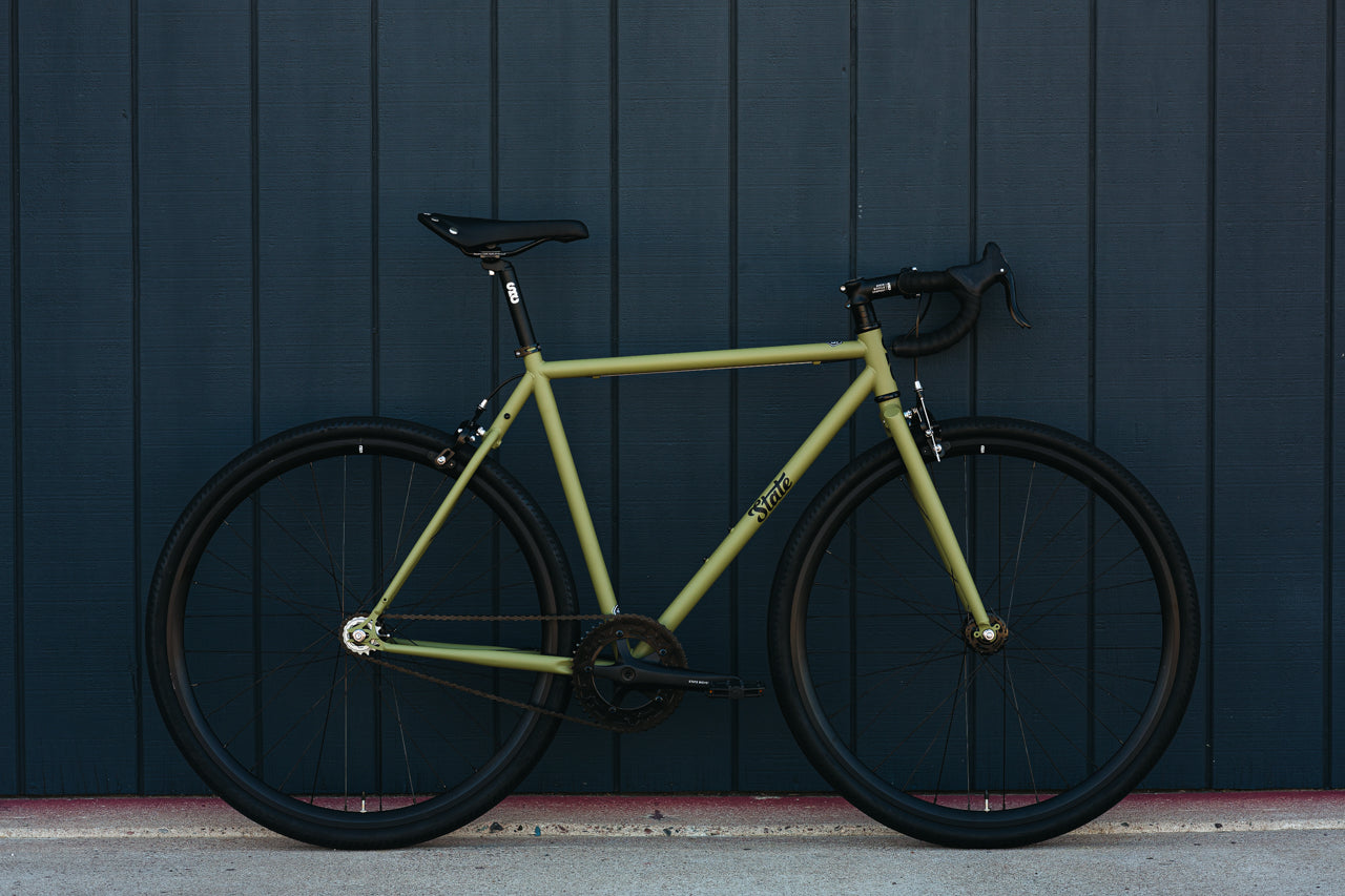 State Bicycle Co. 4130 Fixed Gear & Single Speed Bike, Matte Olive / 55 cm (Riders 5'9