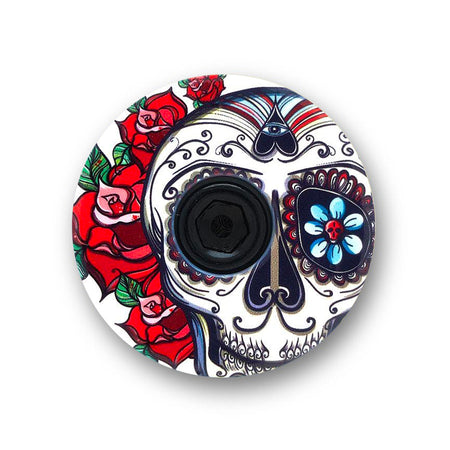 product KustomCaps Sugar Skull and Roses Bicycle Headset Cap-State Bicycle Co.